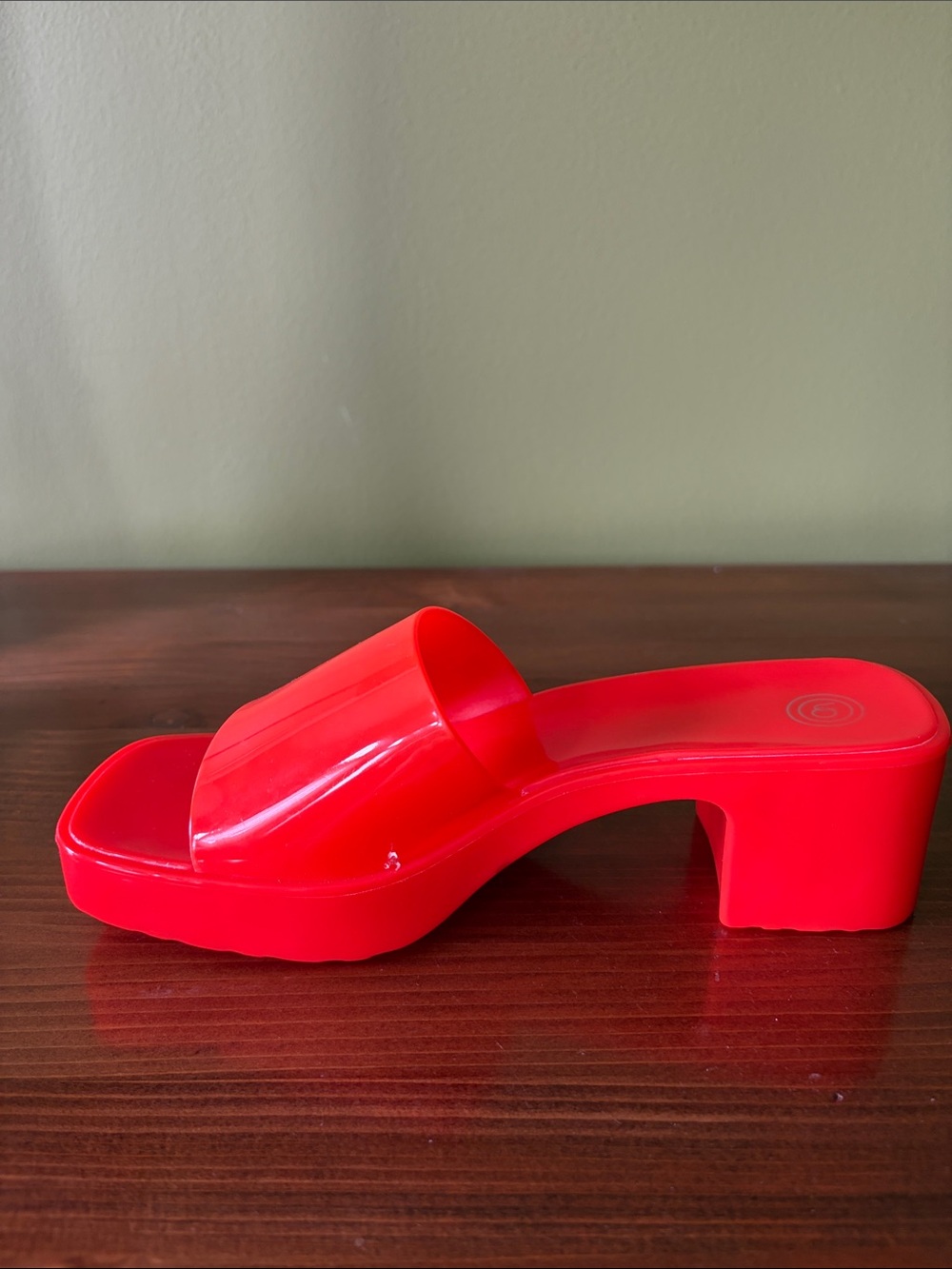 Orange Slide Block Heel Sandals - Picture 5 of 11